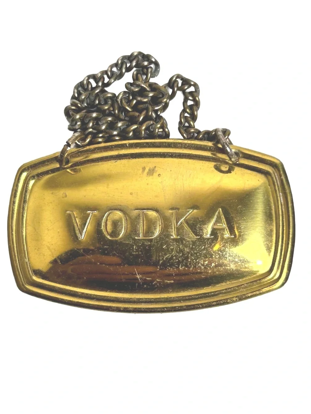 Vintage Brass Liquor Bottle Tags - Gin, Bourbon, Vodka, Scotch Set of 4